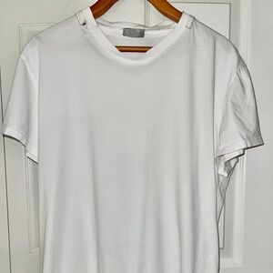 Dior Homme Men's Distressed Men’s Cotton White T-Shirt XXL